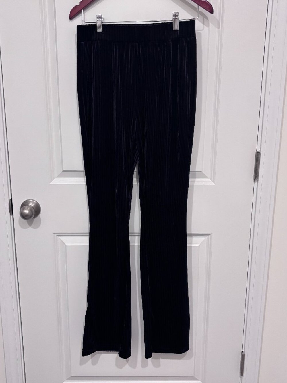 Floerns Women's Velvet Elastic Waist Flare Leg Palazzo Long Pants Trousers
